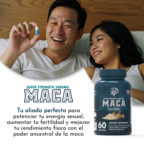 MACA + L-Arginina + Ginseng, para potenciar tu energía sexual, aumentar tu fertilidad y mejorar tu rendimiento físico