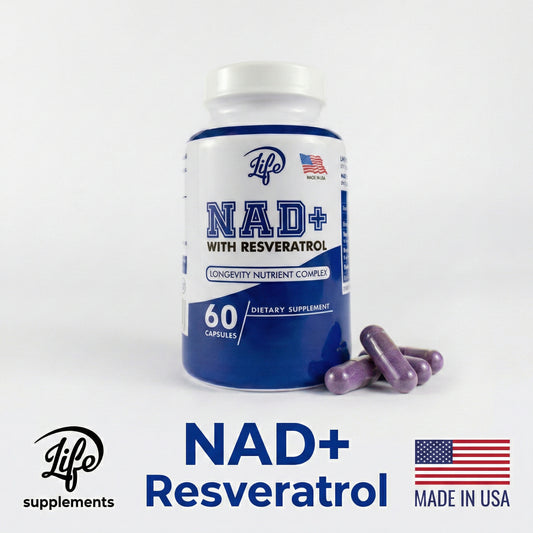 NAD+ + Resveratrol + Quercetina + Niacina: energía celular, protección antioxidante y apoyo al envejecimiento saludable (60 cápsulas)