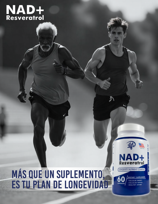 NAD+ + Resveratrol + Quercetina + Niacina: energía celular, protección antioxidante y apoyo al envejecimiento saludable (60 cápsulas)