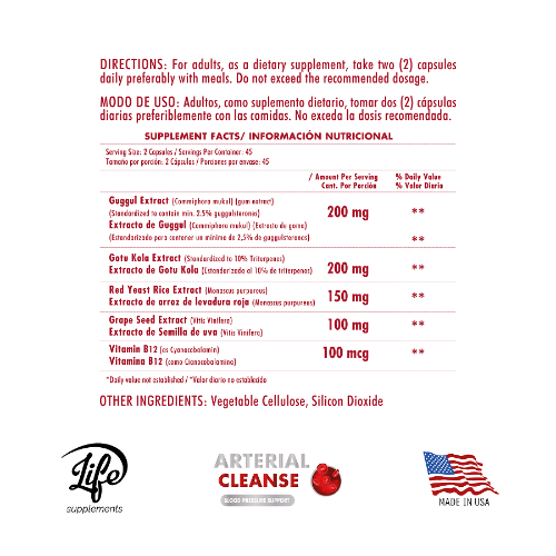 Arterial Cleanse, para mantener arterias limpias y flexibles, reducir el colesterol y apoyar la presión arterial normal