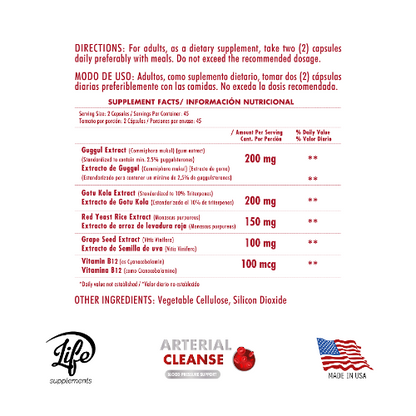 Arterial Cleanse, para mantener arterias limpias y flexibles, reducir el colesterol y apoyar la presión arterial normal