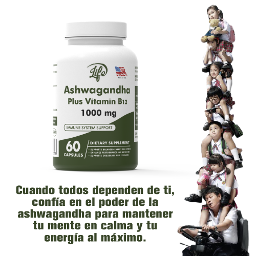 Ashwagandha Plus Vitamin B12, para transformar el estrés en serenidad, recuperar tu energía y despertar cada día con la mente clara y el cuerpo revitalizado