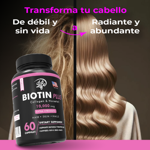 Biotin Plus 10.000 mcg, para el cuidado de tu cabello, piel y uñas