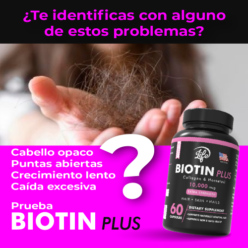 Biotin Plus 10.000 mcg, para el cuidado de tu cabello, piel y uñas