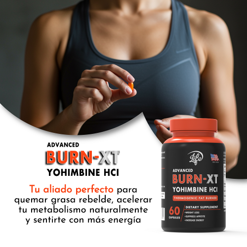 BURN-XT (Yohimbina HCI), para quemar grasa rebelde, acelerar tu metabolismo naturalmente y sentirte con más energía