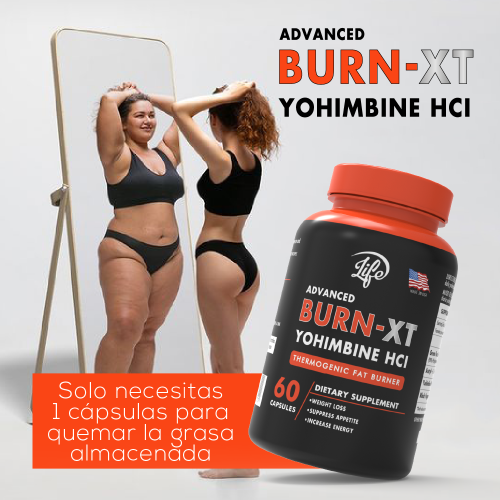BURN-XT (Yohimbina HCI), para quemar grasa rebelde, acelerar tu metabolismo naturalmente y sentirte con más energía