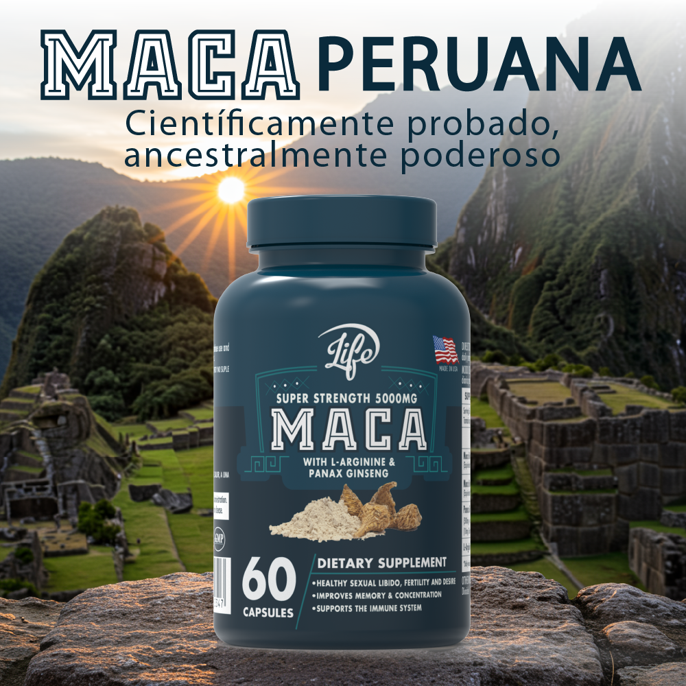 MACA + L-Arginina + Ginseng, para potenciar tu energía sexual, aumentar tu fertilidad y mejorar tu rendimiento físico
