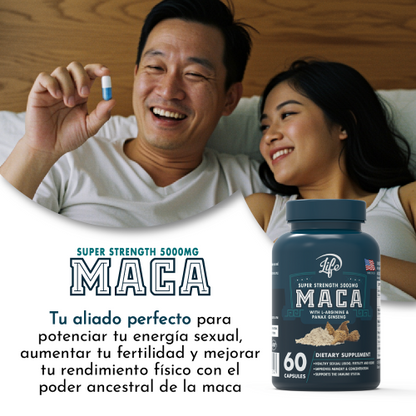MACA + L-Arginina + Ginseng, para potenciar tu energía sexual, aumentar tu fertilidad y mejorar tu rendimiento físico
