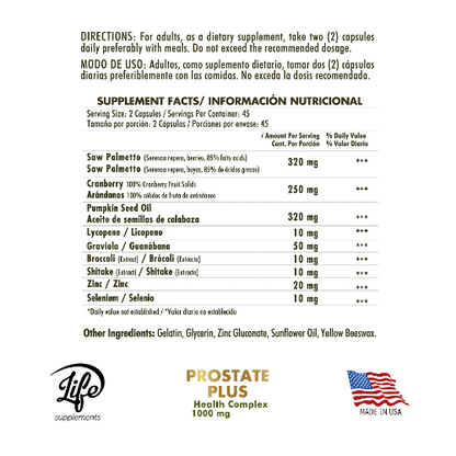Prostate Plus, para mantener la salud de tu próstata, mejorar el flujo urinario y preservar tu bienestar masculino con ingredientes naturales