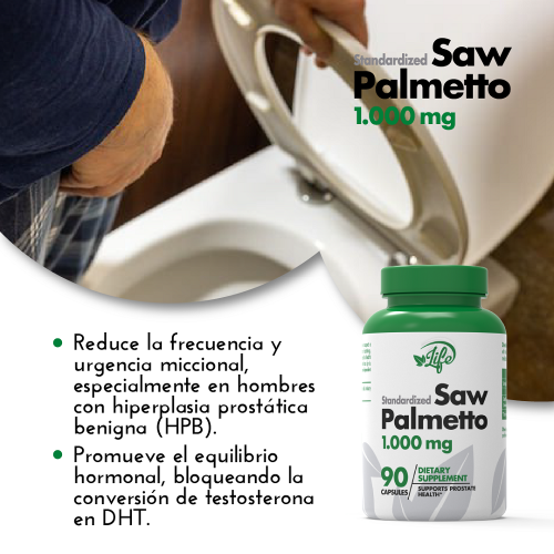 Standardized Saw Palmetto 1.000 mg, para cuidar tu próstata y mejorar tu función urinaria
