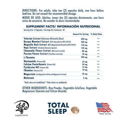 Total Sleep, para un sueño profundo y reparador, te ayuda a conciliar el descanso naturalmente y despertar renovado cada mañana