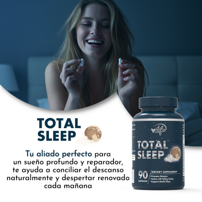 Total Sleep, para un sueño profundo y reparador, te ayuda a conciliar el descanso naturalmente y despertar renovado cada mañana