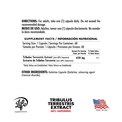 Tribulus Terrestris Extract, para potenciar tu energía, rendimiento físico y vitalidad masculina de forma natural, optimizando tus niveles hormonales