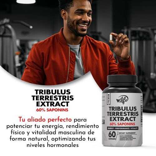 Tribulus Terrestris Extract, para potenciar tu energía, rendimiento físico y vitalidad masculina de forma natural, optimizando tus niveles hormonales