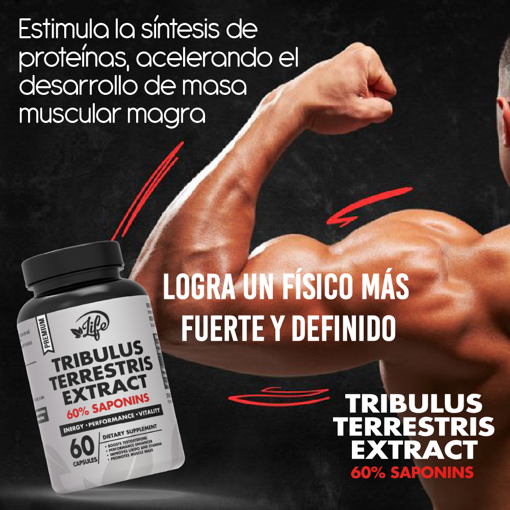 Tribulus Terrestris Extract, para potenciar tu energía, rendimiento físico y vitalidad masculina de forma natural, optimizando tus niveles hormonales