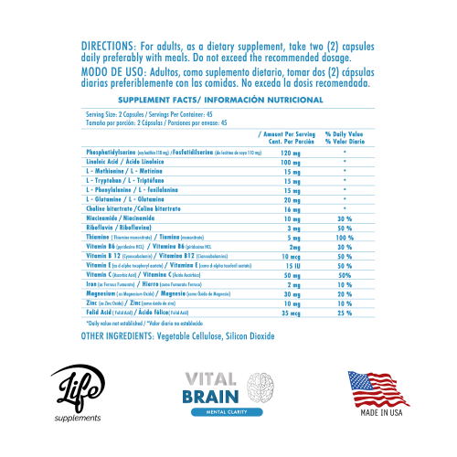 Vital Brain, para maximizar tu claridad mental, potenciar tu memoria y mantener tu cerebro en óptimo rendimiento a cualquier edad